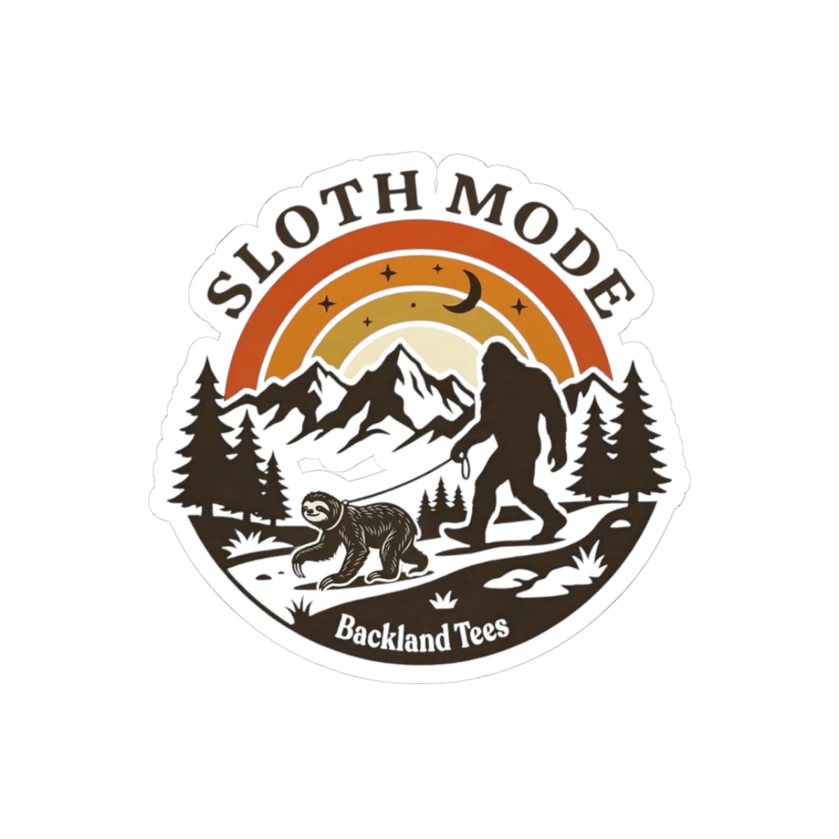 Sloth Mode WHT 3 — Hiking  Kiss-Cut Vinyl Decal