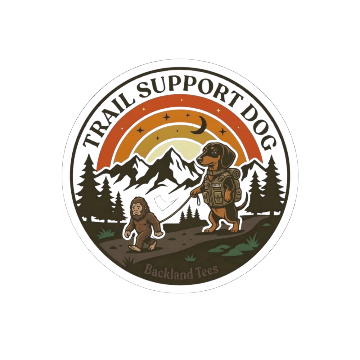 Trail Support Dog Sticker — Hiking Rescue Dog Kiss-Cut Vinyl Decal