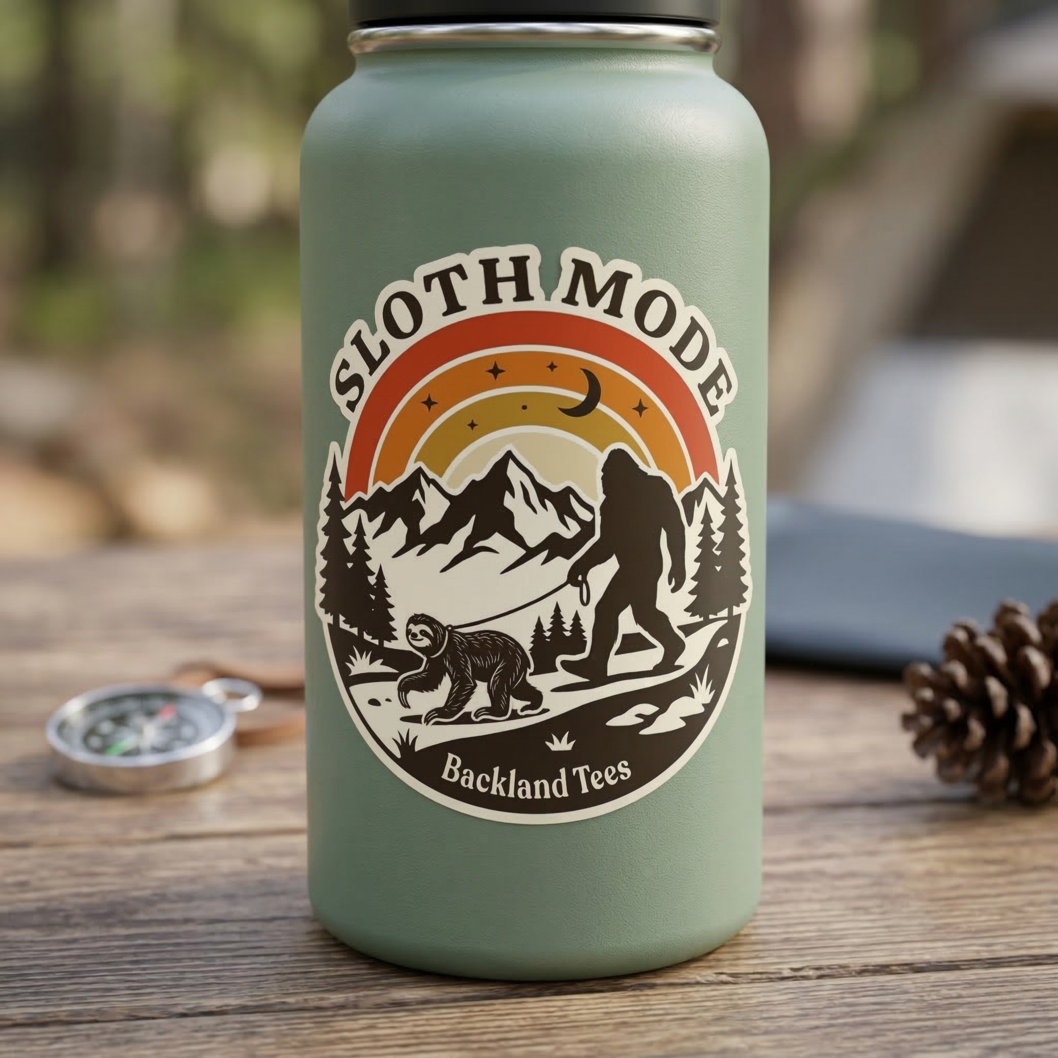 Sloth Mode WHT 3 — Hiking  Kiss-Cut Vinyl Decal